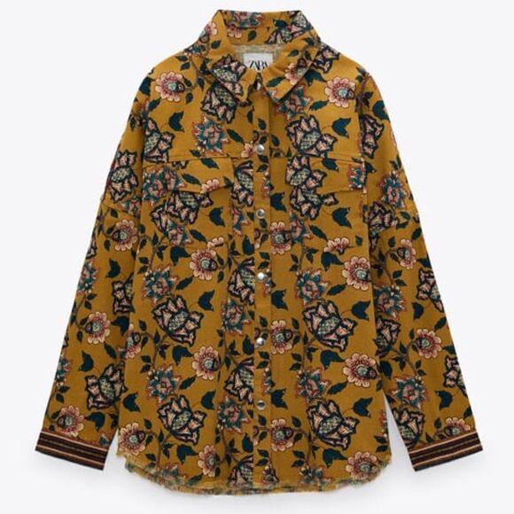 ZARA Printed Overshirt Embroidered New - Picture 1 of 7